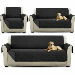 Sofaovertræk, skridsikkert, vendbart møbelbeskyttelse, vandtæt, sofaovertræk med elastiske bånd, kæledyrsbeskyttelse (Enkelt sæde, sort)