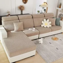 Sofaovertræk til siddepuder, strækbart sofaovertræk, 1-personers, L-formet chaiselongmøbelbeskyttelse