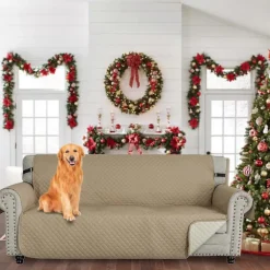 Sofaovertræk til sofa, vandtætte sofaovertræk, sofaovertræk med armlæn, sofabeskytter, sofaovertræk til katte og hunde, Khaki281*190cm