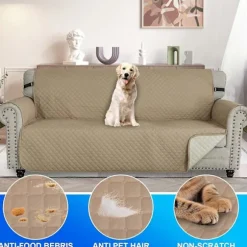 Sofaovertræk til sofa, vandtætte sofaovertræk, sofaovertræk med armlæn, sofabeskytter, sofaovertræk til katte og hunde, Khaki281*190cm