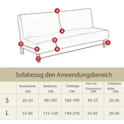 Sofaovertræk uden armlæn 3 sæder/2 sæder, strækbart sofaovertræk til sovesofa L