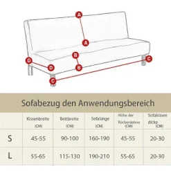 Sofaovertræk uden armlæn 3-personers/2-personers, strækbart sofaovertræk til sovesofa S