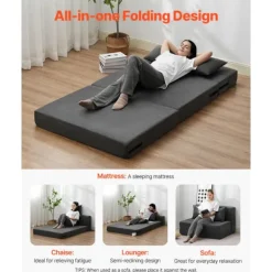 Sofa-seng Pliant 3 i 1 - DUOKU - Konvertibel i Memory Skum - 2 Puder - Vaskbar Betræk