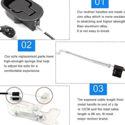 Soffakabel i aluminiumlegering 96 cm Håndtag Lænestol Udskiftning Universal Lænestol Reservedele Nem Installation Til Sofa Lænestol Relaxstol - B—max | Fyndiq
