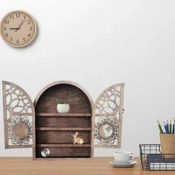 Sol Måne Krystal Display Stand 4 Hylder Naturlig Træhylde Gotisk Hekset Krystal Display Case til