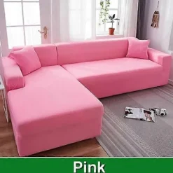 Solidt Sofabetræk til Stue Sofabetræk Elastisk L-Formet Hjørnesofabetræk Strækbetræk til Sofa - WELLNGS pink-Sofa Cover 1 Seater 90-140cm