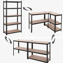 SONGMICS 5-etagers reol, stålreol til opbevaring, 40 x 90 x 180 cm, sort