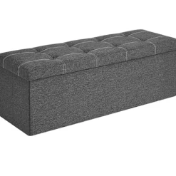 Songmics opbevaringsbænk, sammenklappelig opbevaringskasse, 110 x 38 x 38 cm, mørkegrå