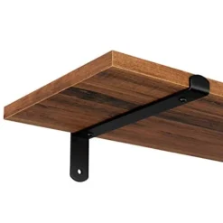 Songmics væghylder sæt af 2, 60 x 20 x 7 cm, svævende hylder, brun og sort