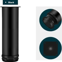 (Sort) 20CM Justerbart møbelben, 4 stk. højdejusterbart bordben metal møbelben rustfrit stål bordben møbelben med skruer Cabi