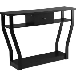 Sort konsolbord med skuffe og hylde – 120 x 30 x 81 cm