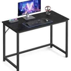sort skrivebord med metalramme - 100 x 50 x 75 cm