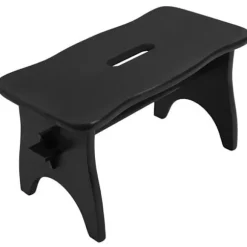 Sort trætrinfodstøtte - 38 x 19 x 21 cm - Skrivebord, stol, plante, lille lav skammel - træbænk - usamlet Sort