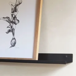Sort Væghylde - Flydende Væghylde 70 cm - Metalhylde kompatibel med Rammer, Foto, Køkken, Soveværelse, Badeværelse, Kontor