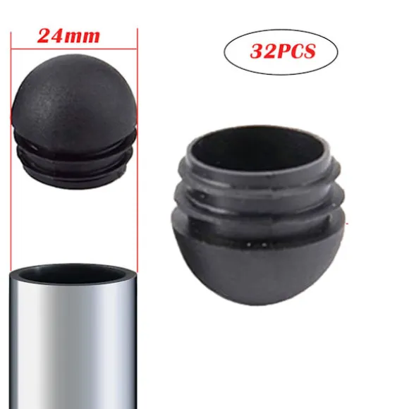 Sorte runde stolbenpropper, runde indløbsdæksel til stolben, stolbenprop 32 stk. (25mm) 25mm
