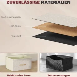 Soveværelseskommode med 5 stofskuffer, stålramme, beige