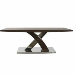 Spisebord - 120 x 60 x 43,5 cm - Hvid -rektangulær - Skal samles selv Mörkbrun med silver accenter