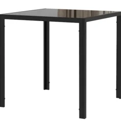 Spisebord Firkantet køkkenbord til 4 personer, spisebord af hærdet glas, bæreevne op til 80 kg, til køkken, spisestue, 75 x 75 x 75 cm, sort