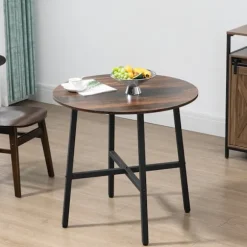 Spisebord, køkkenbord til 4 personer, stuebord til spisestue, køkken, stål, brun, 80 x 80 x 76 cm