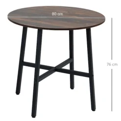 Spisebord, køkkenbord til 4 personer, stuebord til spisestue, køkken, stål, brun, 80 x 80 x 76 cm