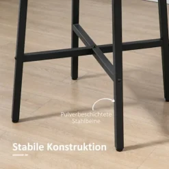 Spisebord, køkkenbord til 4 personer, stuebord til spisestue, køkken, stål, brun, 80 x 80 x 76 cm