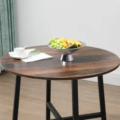 Spisebord, køkkenbord til 4 personer, stuebord til spisestue, køkken, stål, brun, 80 x 80 x 76 cm