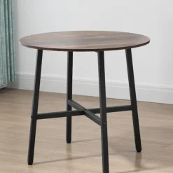 Spisebord, køkkenbord til 4 personer, stuebord til spisestue, køkken, stål, brun, 80 x 80 x 76 cm