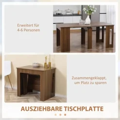 Spisebord Klapbord Udtrækbart Køkkenbord Spisestuebord Til Stue Spisestue Moderne Design Brun 180 X 85 X 75Cm
