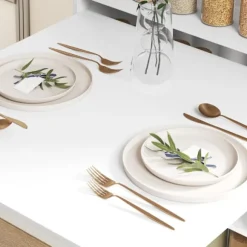 Spisebord klapkøkkenbord med 4-lags hylder til 3 personer, klapbord med anti-tip beskyttelse til små rum, køkken, spisestue, 80 x 90 x 93 cm, hvid