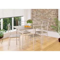 Spisebord og 4 stole, egetræsfinish, moderne design