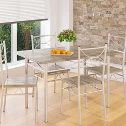 Spisebord og 4 stole, egetræsfinish, moderne design