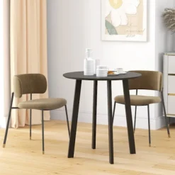 Spisebord rundt køkkenbord sidebord spisebord med skrå ben til køkken spisestue stue moderne design sort 72 x 72 x 75cm