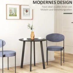 Spisebord rundt køkkenbord sidebord spisebord med skrå ben til køkken spisestue stue moderne design sort 72 x 72 x 75cm