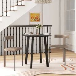 Spisebord rundt køkkenbord sidebord spisebord med skrå ben til køkken spisestue stue moderne design sort 72 x 72 x 75cm