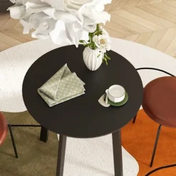 Spisebord rundt køkkenbord sidebord spisebord med skrå ben til køkken spisestue stue moderne design sort 72 x 72 x 75cm