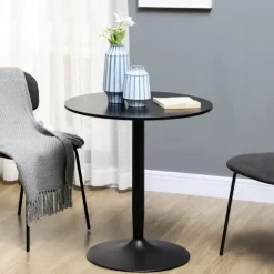 Spisebord Rundt Køkkenbord Til 2, Moderne Spisebord Med Stålben, Skridsikker Base, Ideel Til Små Rum