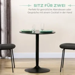 Spisebord Rundt Køkkenbord Til 2, Moderne Spisebord Med Stålben, Skridsikker Base, Ideel Til Små Rum