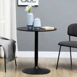 Spisebord Rundt Køkkenbord Til 2, Moderne Spisebord Med Stålben, Skridsikker Base, Ideel Til Små Rum