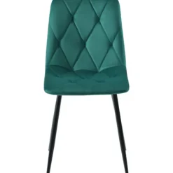 Spisebordssæt, 5 dele, med marmorplade og guldben, 4 ergonomiske velourstole, grøn, moderne rundt design Golden + Green