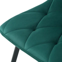 Spisebordssæt, 5 dele, med marmorplade og guldben, 4 ergonomiske velourstole, grøn, moderne rundt design Golden + Green