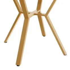 Spisebordssæt, 5 dele, med marmorplade og guldben, 4 ergonomiske velourstole, grøn, moderne rundt design Golden + Green