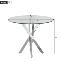 Spisebordssæt med 2 stole og hærdet glas, 80x80 cm, moderne med galvaniserede ben, sort og sølv silver