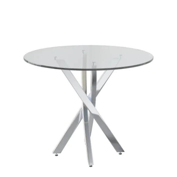 Spisebordssæt med 2 stole og hærdet glas, 80x80 cm, moderne med galvaniserede ben, sort og sølv silver