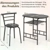 Spisebordssæt med 2 stole, pladsbesparende, sort