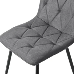 Spisebordsstole, sæt med 4, køkkenstole med polstring, twill linnedbetræk, metalben, mørkegrå, komfortable grey