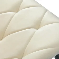 Spisebordsstolesæt med 4, Twill Velvet Betræk & Metalramme, Polstret Stol med Ryglæn, Beige White