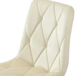 Spisebordsstolesæt med 4, Twill Velvet Betræk & Metalramme, Polstret Stol med Ryglæn, Beige White