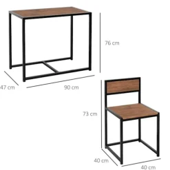 Spisegruppe Køkkenbord Med 2 Stole, Spisebordssæt, Spisestuegruppe, Metal, Natur