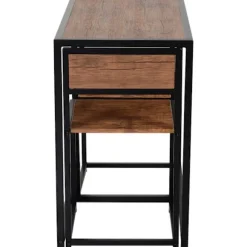 Spisegruppe Køkkenbord Med 2 Stole, Spisebordssæt, Spisestuegruppe, Metal, Natur