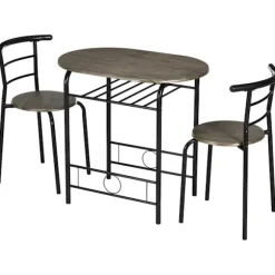 Spisegruppe, spisebord med 2 stole, ovalt køkkenbord med opbevaringsrum, køkkenbordssæt, bordgruppe til køkken, metal, sort